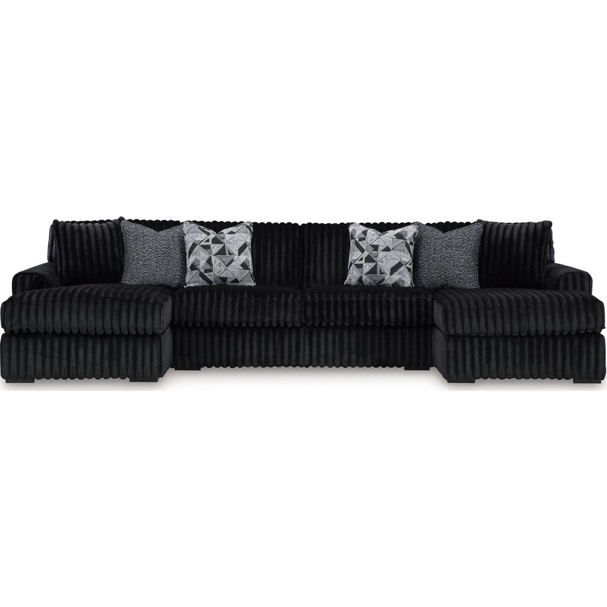 Midnight-Madness 3 Piece Sectional with Dual Chaise - Onyx