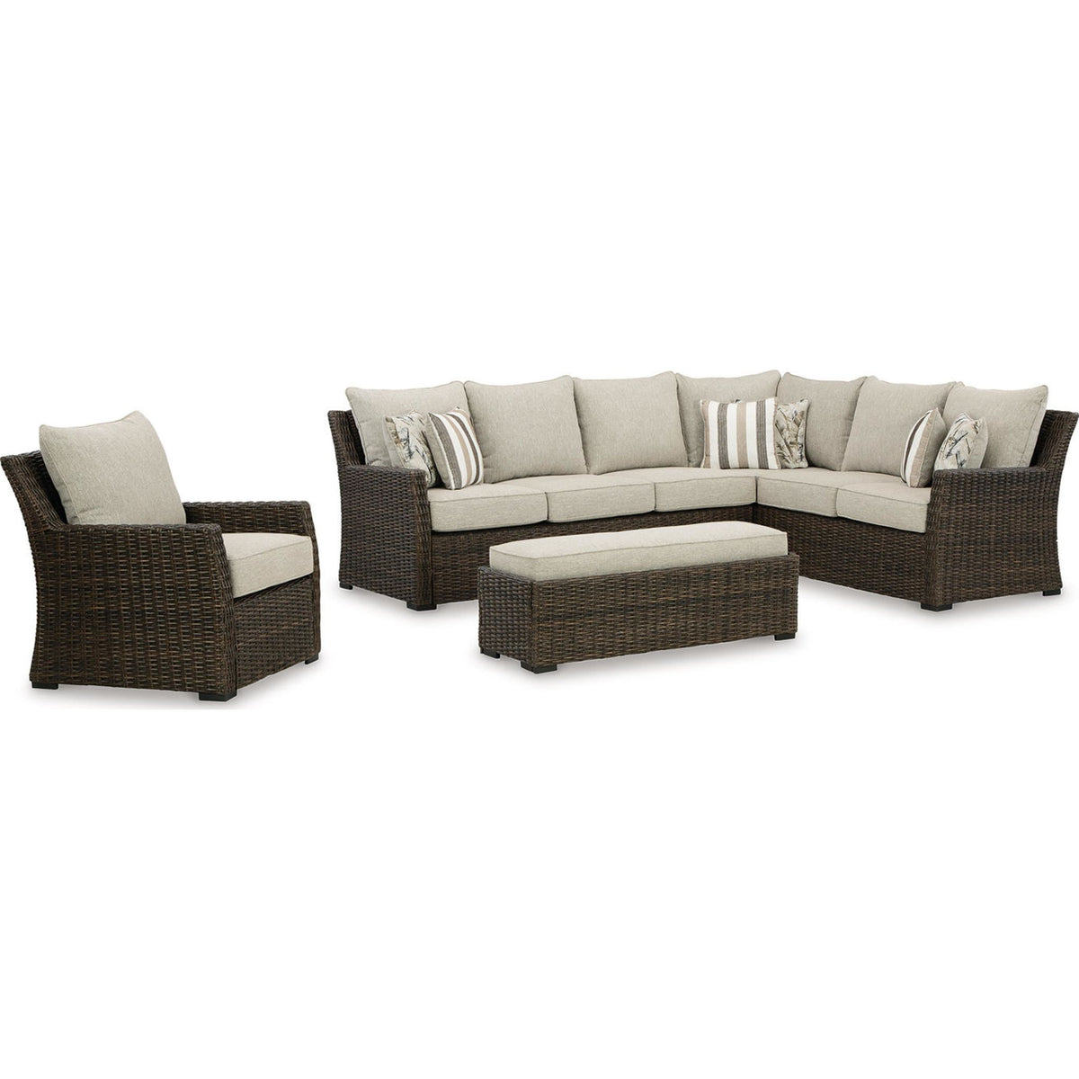 Brook Ranch 2 Piece Outdoor Sectional with Bench and Chair
