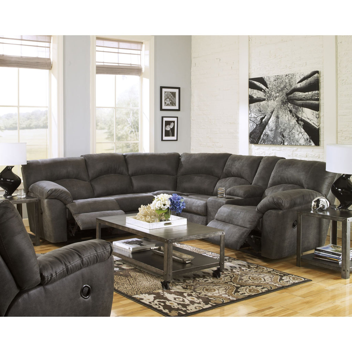 Tambo 2 Piece Reclining Sectional - Pewter - Left Facing – Tambo 2