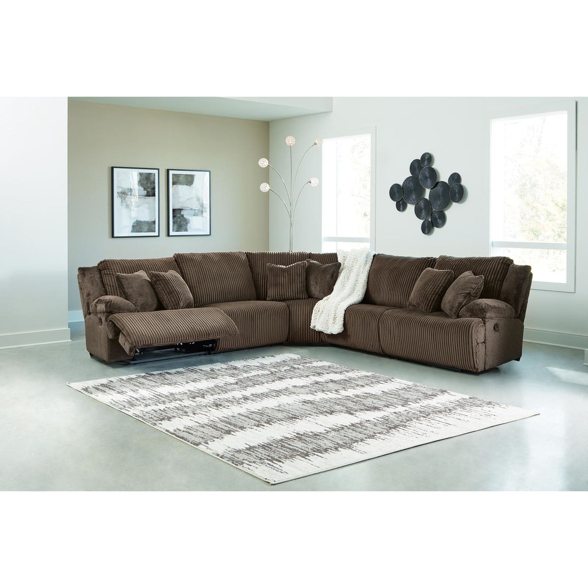 Top Tier 5 Piece Reclining Sectional - Chocolate - Symmetrical