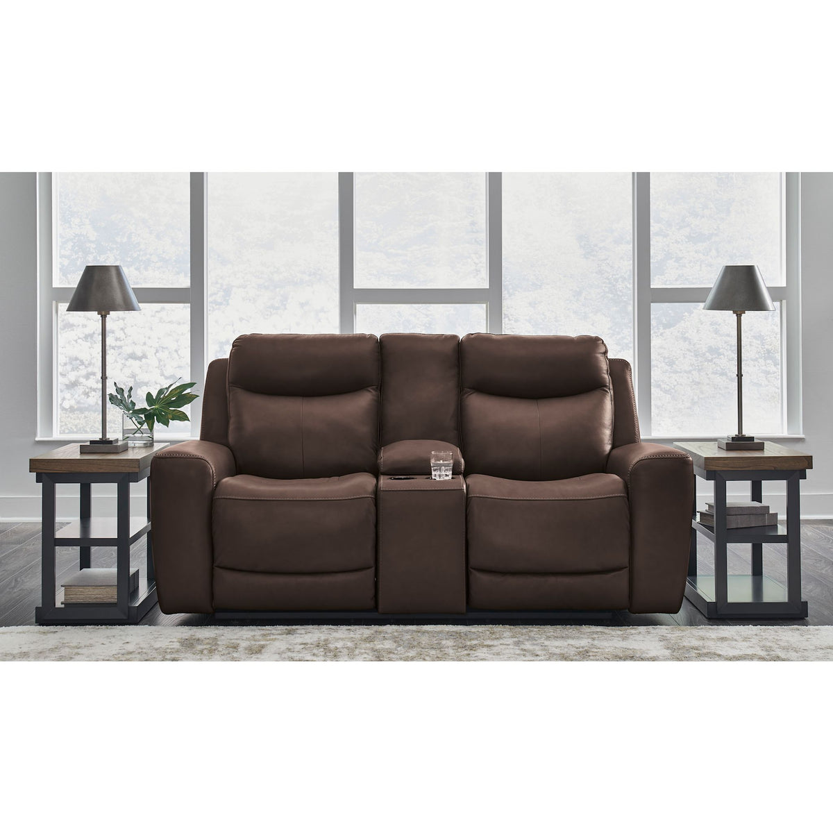 Mindanao Power Reclining Love w/Console and Adj Headrest | Ashley