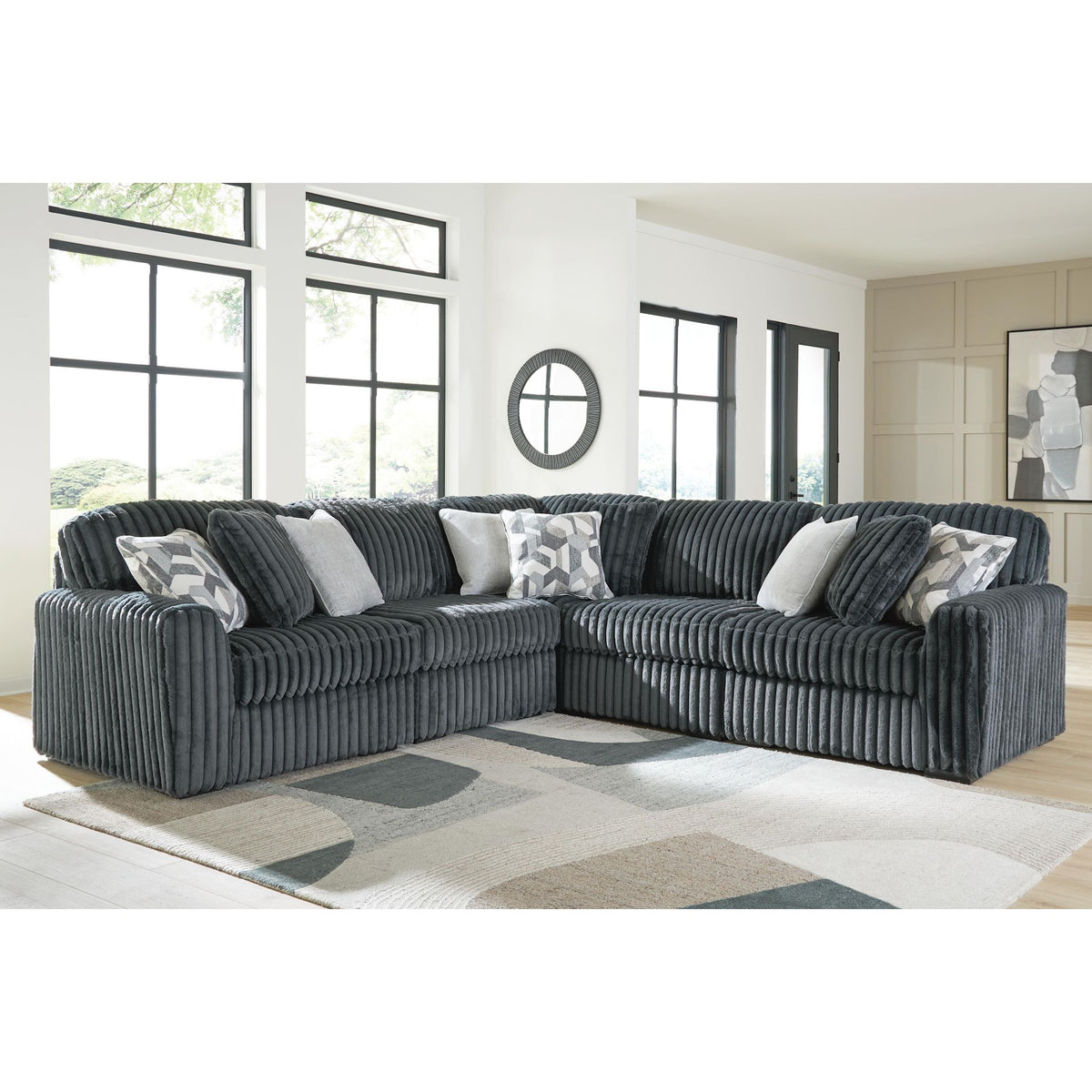 Midnight-Madness 5 Piece Sectional - Gunmetal - Symmetrical