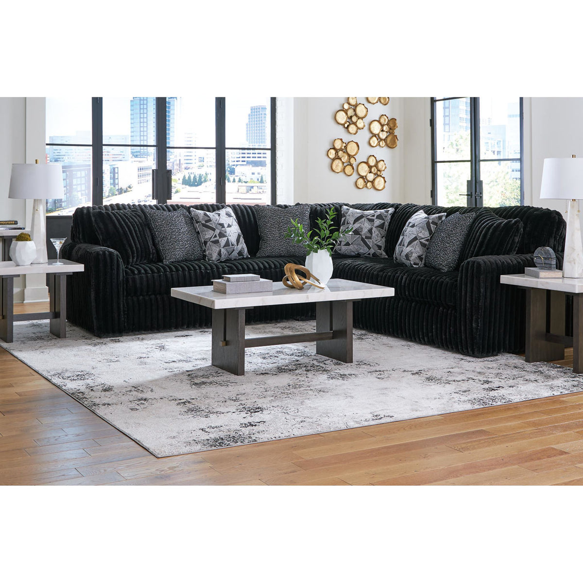 Midnight-Madness 3 Piece Sectional - Onyx - Symmetrical – Midnight
