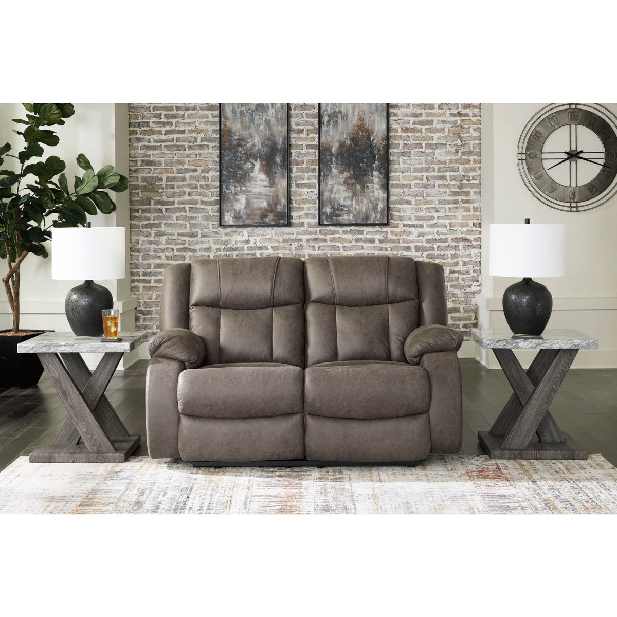 Vanilla　1025 First Base Reclining Loveseat | Ashley Canada