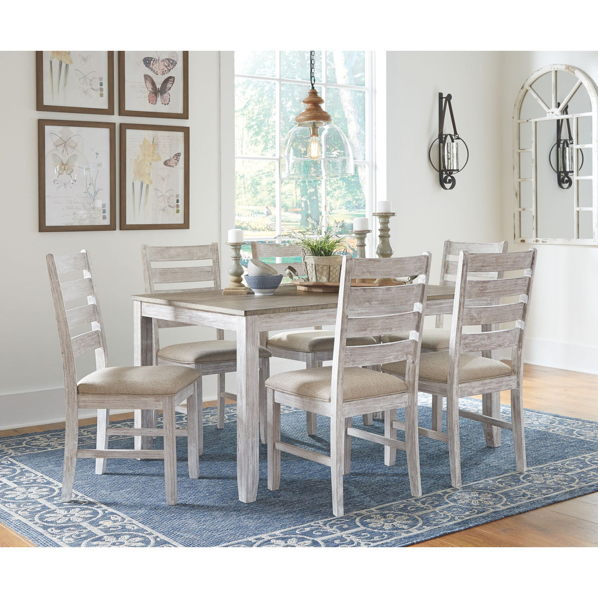 Skempton Dining Set - White-Light Brown - 7 - Piece – Skempton