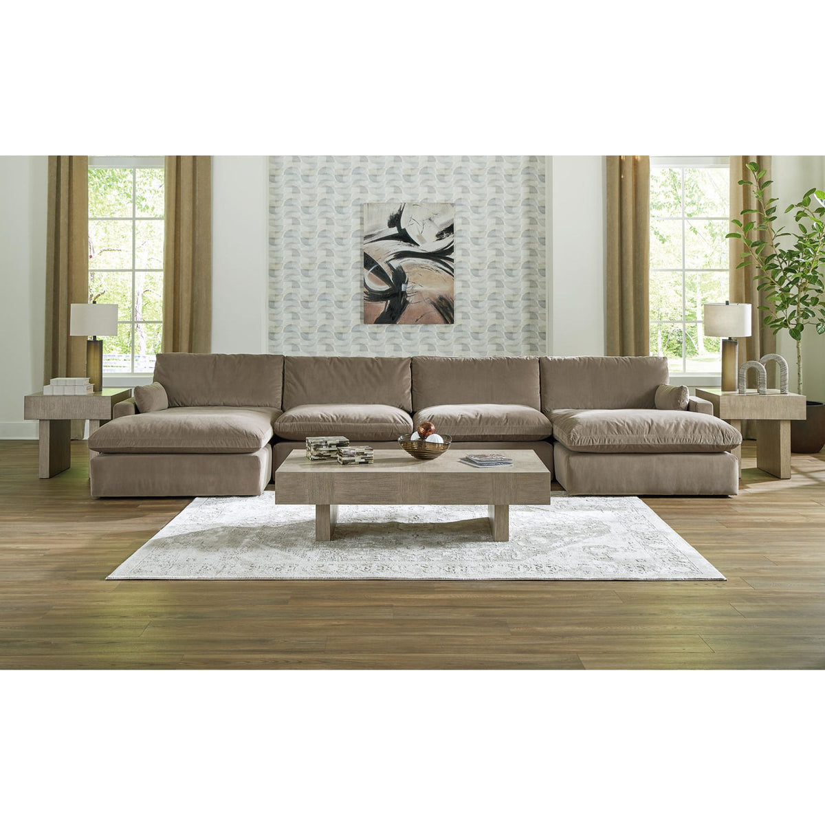 Sophie 4 Piece Modular Sectional with Dual Chaise - Cocoa