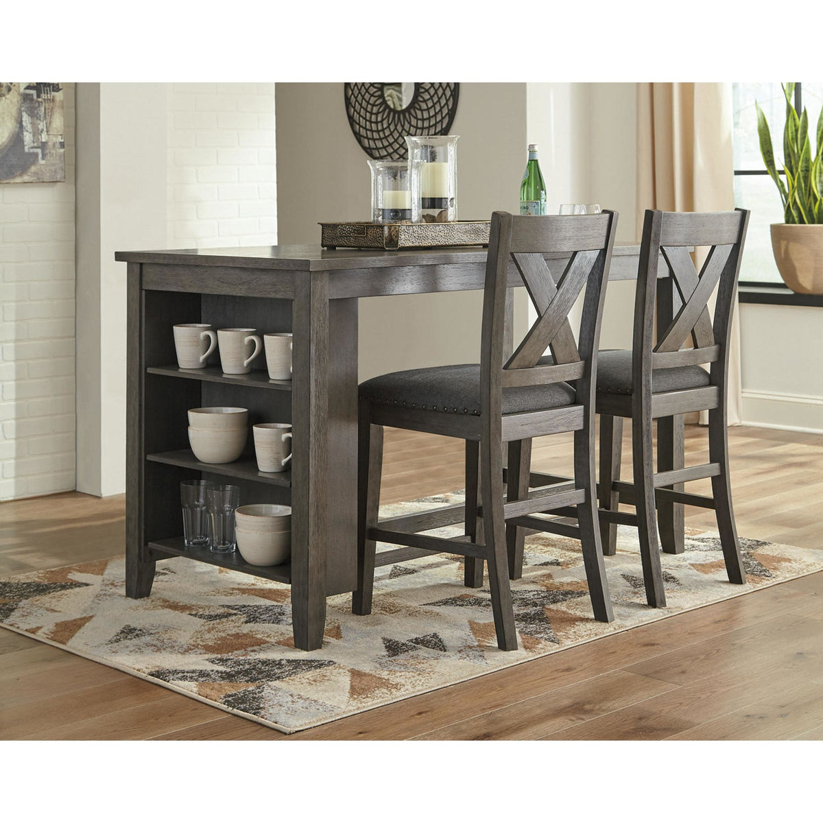 Caitbrook Counter Dining Set Gray Piece – Caitbrook