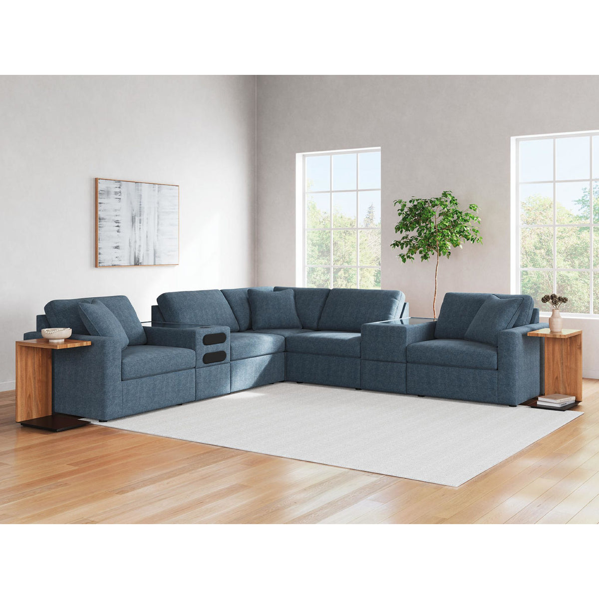 Modmax 7 Piece Modular Sectional with Audio and Storage Consoles