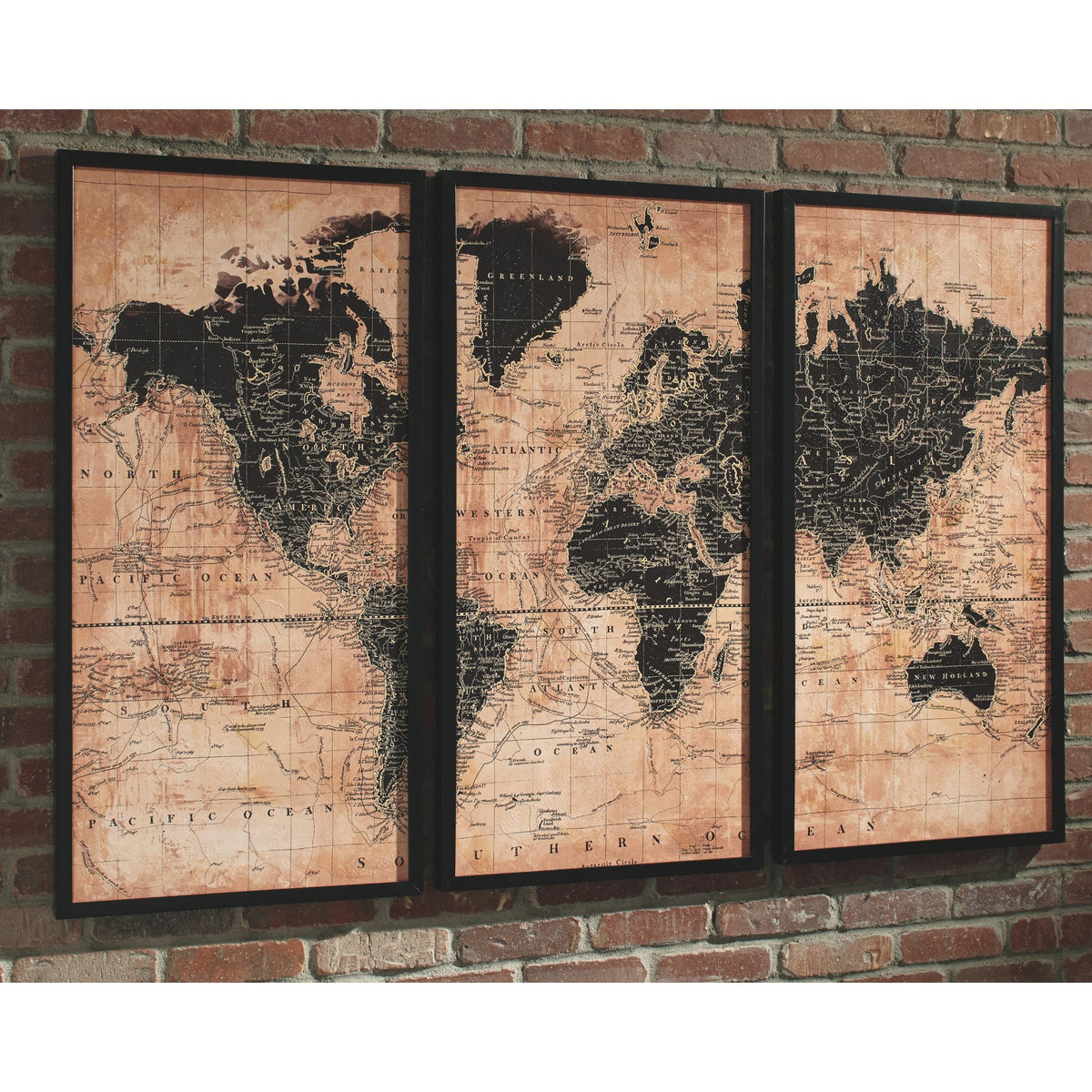 Wall Art Decor Canvas World Map，3 Pieces Framed Large Canvas Art