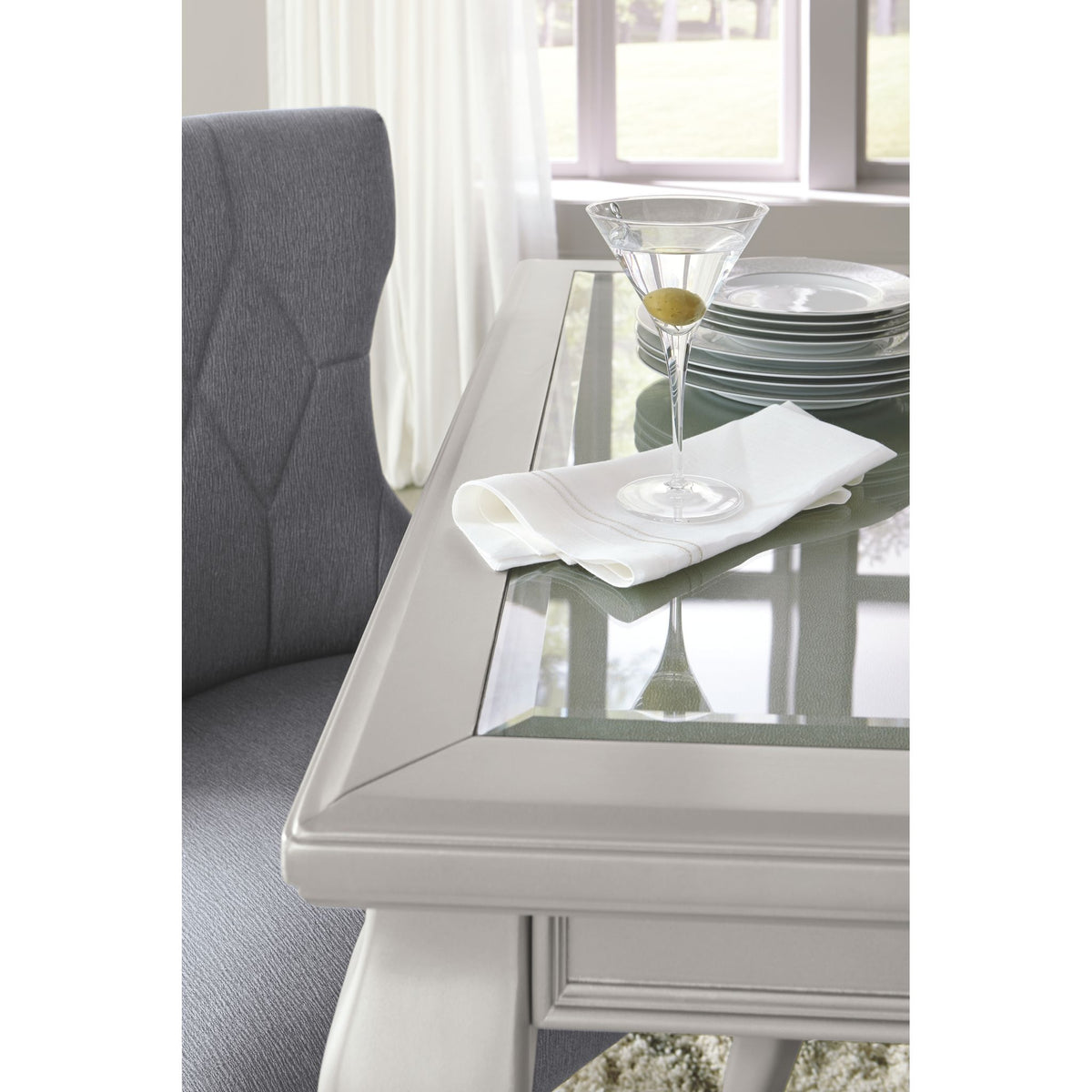 Coralayne silver deals dining room set