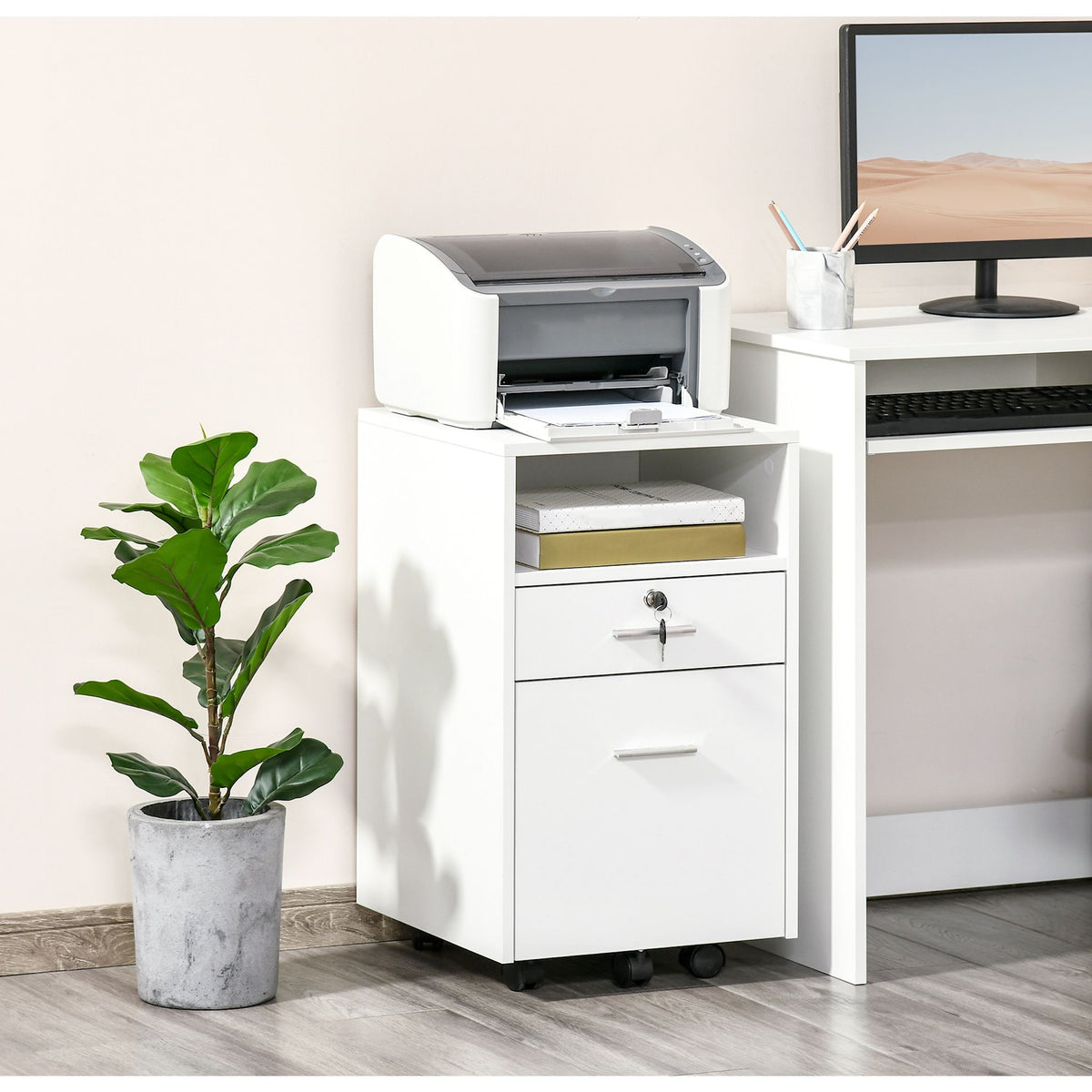 Vinsetto 2 Drawer Filing Cabinet with Lock | Ashley Canada