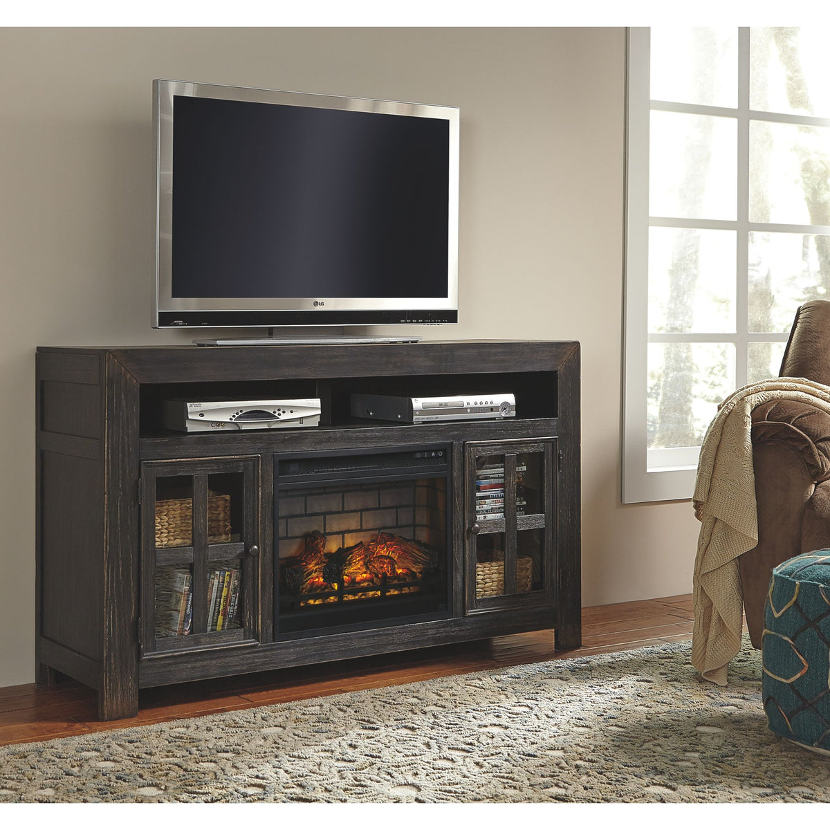 Gavelston Large TV Stand w/Fireplace Option Ashley Canada
